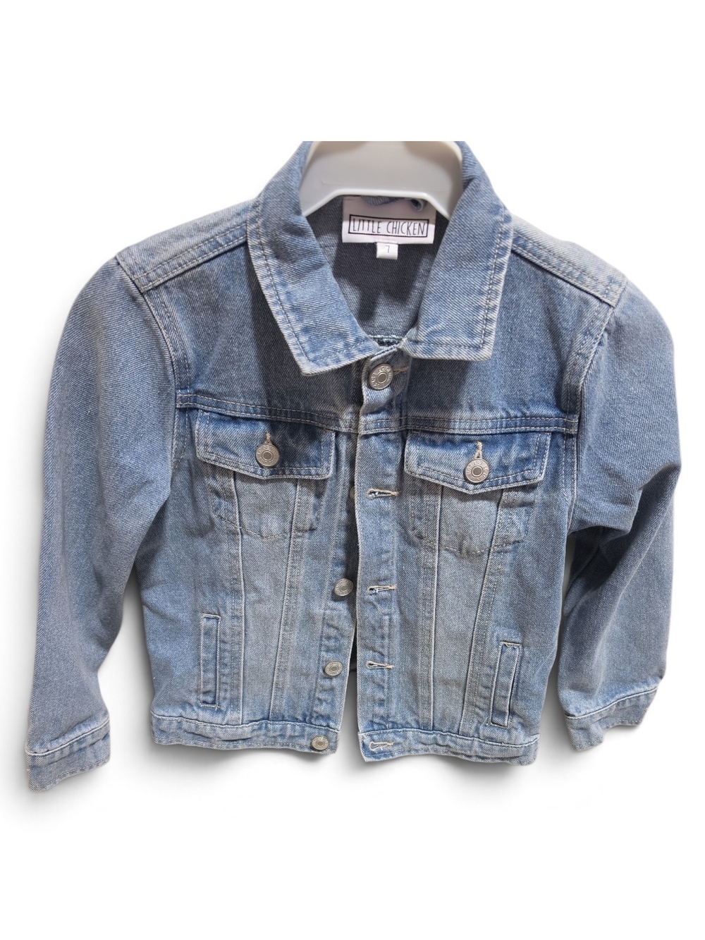 Little Chicken Girls Denim Jacket “LILY” Sequin Patch Size 7